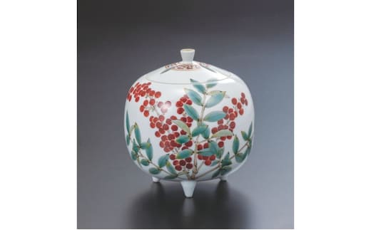 九谷焼 3.8号香炉・南天