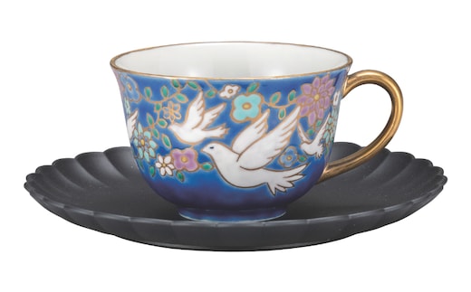 九谷焼 カップ＆ソーサー・白鳩