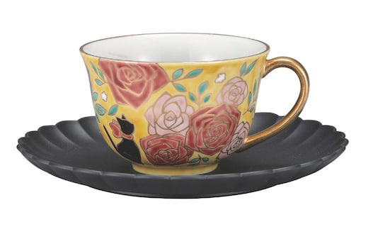 九谷焼 カップ＆ソーサー・黒猫