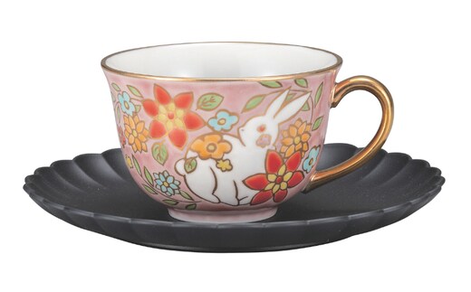 九谷焼 カップ＆ソーサー・白兎