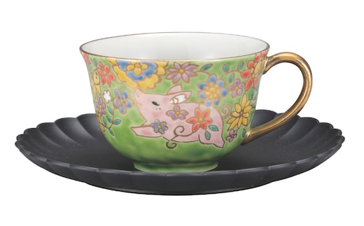 九谷焼 カップ＆ソーサー・子豚