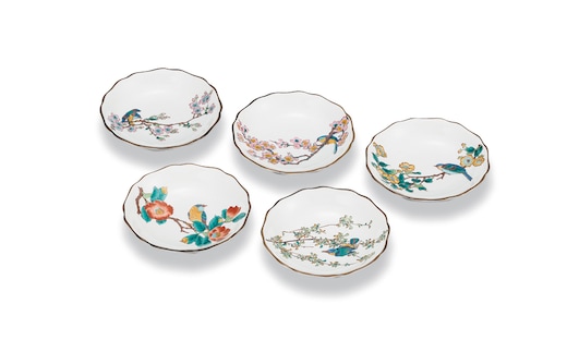 4号皿揃 花鳥絵変わり