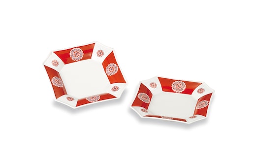 ペア5.5号皿 赤絵丸紋 大志窯