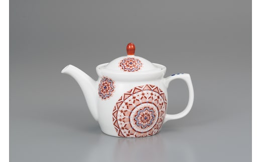 ポット急須 赤絵丸紋 大志窯