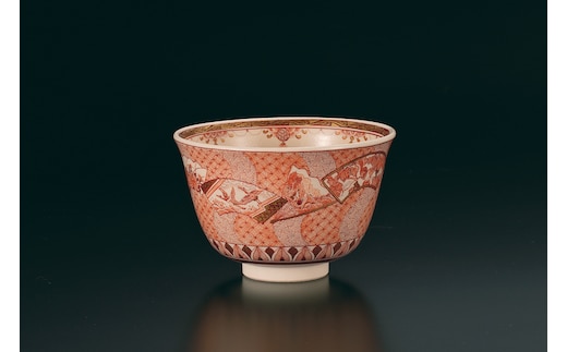 抹茶碗 扇面ちらし文 福島武山作