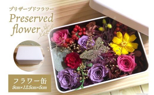 花 プリザーブドフラワー缶 9cm×12.5cm×5cm [littleprincess 石川県 宝達志水町 38600809] 手土産 インテリア 観賞用 小物 お花 花束 長持ち 仏花