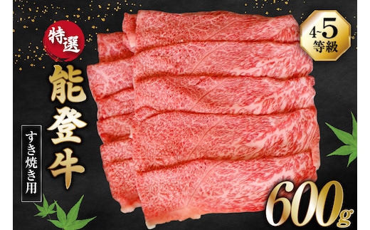 牛肉 能登牛 特選 (4～5等級) すき焼き用 600g [寺岡畜産株式会社 石川県 宝達志水町 38601309] 肉 お肉 すき焼き すきやき 能登牛 すき焼肉 すき焼き用 肩肉 もも肉 牛 国産 冷凍 和牛