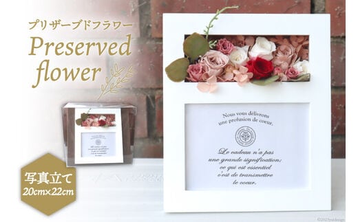 プリザーブドフラワー 写真立て ( 白 ) 20×22×14cm [littleprincess 石川県 宝達志水町 38600587] 花 写真たて フォトフレーム アレンジ