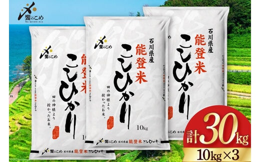 【期間限定発送】 米 令和7年 能登米 こしひかり 精米 10kg ×3袋 計 30kg [中橋商事 石川県 宝達志水町 38601196] お米 白米 ごはん 美味しい コシヒカリ おこめ こめ コメ 30キロ