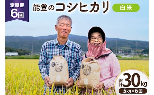 【期間限定発送】 米 定期便 コシヒカリ 白米 5kg 6回 総計 30kg [農家にしの 石川県 宝達志水町 38601176] こしひかり お米 おこめ こめ コメ 精米 ごはん ご飯 令和8年産 新米