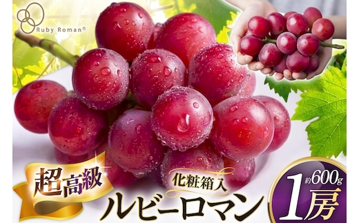 【期間限定発送】 超高級 ぶどう ルビーロマン 1房 約600g 化粧箱入 [モアショップヤマモト 石川県 宝達志水町 38601393] ブドウ 葡萄 フルーツ くだもの 果物 大粒 石川