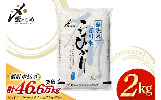米 令和7年産 無洗米 石川米 こしひかり 2kg [中橋商事株式会社 石川県 宝達志水町 38601349] コシヒカリ お米 こめ コメ kome 能登 小容量 2キロ 令和7年 むせんまい