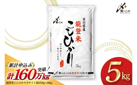 米 令和7年 能登米 こしひかり 精米 5kg [中橋商事 石川県 宝達志水町 38601139] お米 こめ コメ 令和7年産 コシヒカリ 白米 ごはん ご飯 5キロ 能登 石川