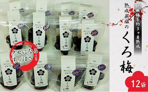 とてもすっぱい 熟成無塩の「くろ梅」 12袋セット 紅映梅を使用 梅干し 