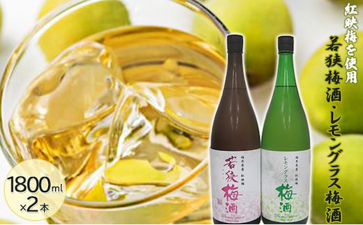 福井県産 紅映梅を使用した 若狭梅酒、レモングラス梅酒（1800ml） 2本セット お酒 洋酒 リキュール リキュール類 