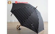 GX067 〈小宮商店〉「絹紬」雨晴兼用長傘（ブラックストライプ）【高島屋選定品】