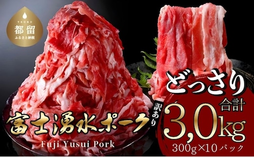 訳あり！富士湧水ポークの切り落とし 3.0kg｜ぶた ブタ 豚 ポーク 豚肉 ぶた肉 切り落とし 湧水ポーク 訳あり 大容量