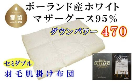 【ポーランド産マザーグース９５％】羽毛肌布団セミダブル１７０×２１０ｃｍ【ダウンパワー４７０】