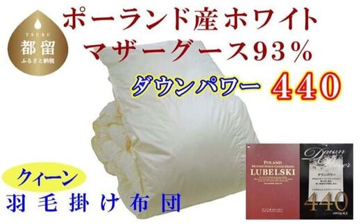 【掛け布団】ポーランド産マザーグース93％ 羽毛掛け布団（クイーン：220cm×210cm）（ダウンパワー440）【サカキュー】｜羽毛布団 羽毛ふとん 羽毛掛けふとん