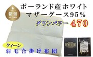 羽毛合い掛け布団ポーランド産マザーグース９５％ 合掛け クィーン220×210cm dp470