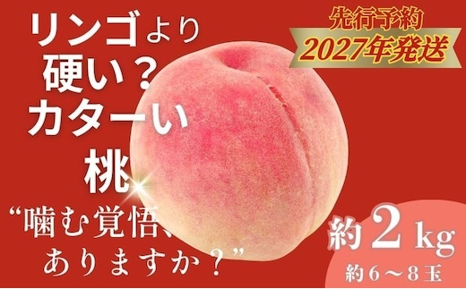 【2027年 先行予約】日本一の産地山梨県産 朝採れカターい桃 約２Kg（5～8玉）