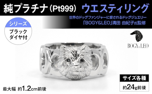 純プラチナ製(Pt999) 『ウエスティ』ブラックダイヤ入りリング ALPER006