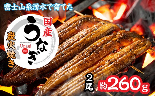 山梨県産富士山脈の地下水 炭火焼きうなぎの蒲焼（2尾約260ｇ以上） 138-010