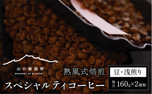 【山の焙煎所】スペシャルティコーヒー160g×2種：豆 浅煎り 158-003-豆-浅