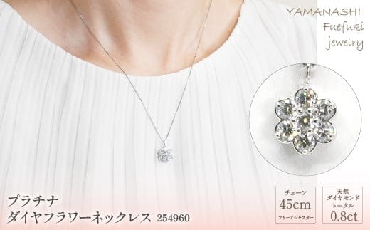 プラチナ ダイヤ 0.8ctフラワーネックレス 管理番号254960 ×1本 218-005
