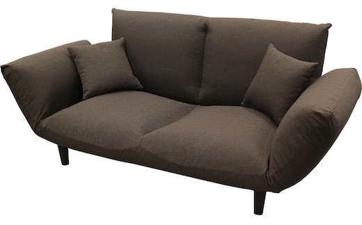 背もたれ＆両肘リクライニング・バゲットソファ クッション２個付き（モカブラウン）[5839-9395] [58399395]