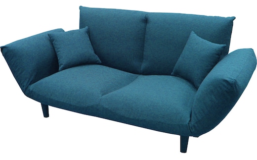 背もたれ＆両肘リクライニング・バゲットソファ クッション２個付き（ターコイズ）[5839-9396] [58399396]