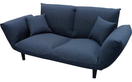 背もたれ＆両肘リクライニング・バゲットソファ クッション２個付き（インディゴ）[5839-9397] [58399397]