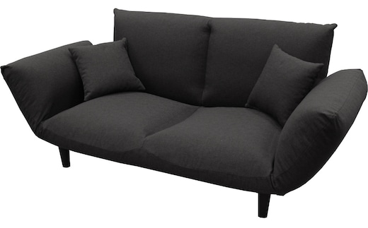 背もたれ＆両肘リクライニング・バゲットソファ クッション２個付き（スモークグレー）[5839-9398] [58399398]