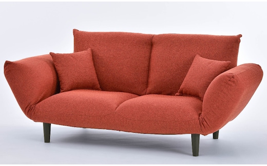 背もたれ＆両肘リクライニング・バゲットソファ クッション２個付き（ウォームレッド）[5839-9399] [58399399]