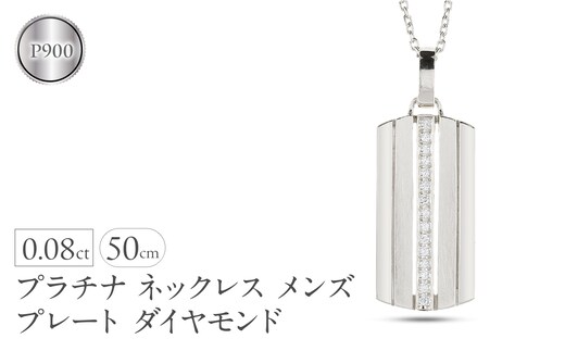 ネックレス メンズ プラチナ プレート ダイヤモンド 0.08ct ペンダントトップ 大ぶり pt900 ダイヤ ストライプ タグペンダント ジュエリー シンプル 大きめ 普段 使い 人気 250520201pm