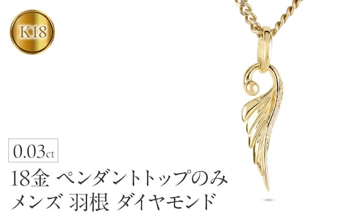 ネックレス 18金 18k メンズ フェザー 羽根 喜平用 ダイヤモンド ペンダントトップ 大ぶり 羽 イエローゴールドK18 ゴールド シンプル ジュエリー 普段 使い 190523100dym-e