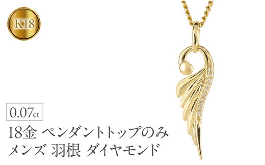 ネックレス 18金 18k メンズ フェザー 羽根 喜平用 ダイヤモンド ペンダントトップ 大ぶり 羽 イエローゴールドK18 ゴールド シンプル ジュエリー 普段 使い 190523100dym-g