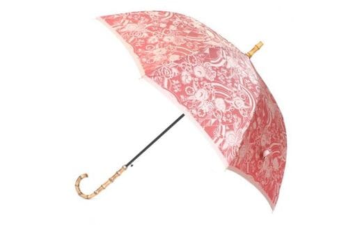 槙田商店【晴雨兼用】長傘 kirie 更紗：ルージュ FAA5045