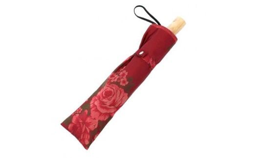 槙田商店【晴雨兼用折りたたみ傘】”絵おり” 大バラ：エンジ FAA5062