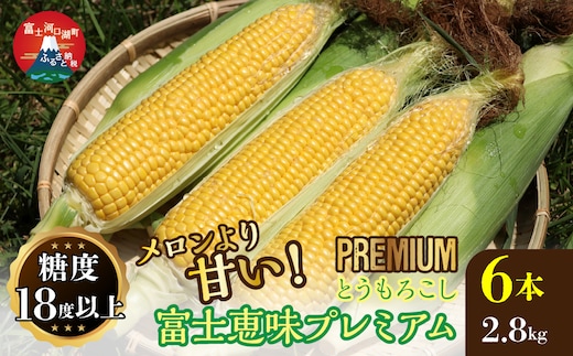 ＜26年発送先行予約＞一流リゾートホテル御用達☆糖度１８度を超えるとうもろこし富士恵味プレミアム６本 恵味ゴールド スイートコーン FAH002