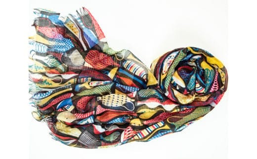 ふんわりシルクカシミヤストール スティグ・リンドベリ ポテリー マルチカラー ／ ファッション 織物 山梨県【西桂町との共通返礼品】