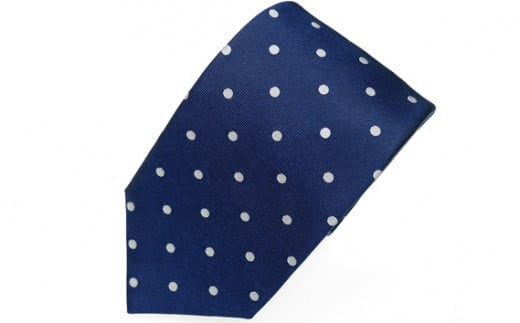 ネクタイ 富士桜工房 ドット 紺 ／ シルク おしゃれ 山梨県 特産品【西桂町との共通返礼品】