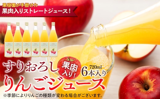 果肉入り！すりおろしりんごジュース 6本入り リンゴジュース りんご リンゴ 林檎 長野 フルーツ 果物 信州産 長野県産 特産 産地直送 おすすめ 
