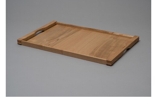 お盆 （白） トレー お膳 民芸品 工芸品 キッチン用品 日用品 耐候性 堅固 栗の木 日本伝統 三枚組接ぎ 木釘 自然 造形美 天然系 塗料 水洗い