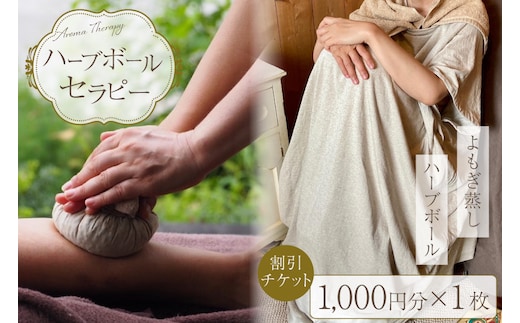 フィトセラピー 割引チケット 1,000円分 1枚 [和のか 長野県 池田町 48110675] リラクゼーション ハーブボール よもぎ蒸し 植物療法