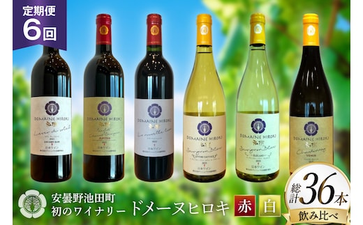 定期便 ワイン 赤白 6本 セット 各 750ml 6回 計 36本 [ヴィニョブル安曇野 長野県 池田町 48110765] フルボディ 飲み比べ ワインセット 赤ワイン 白ワイン