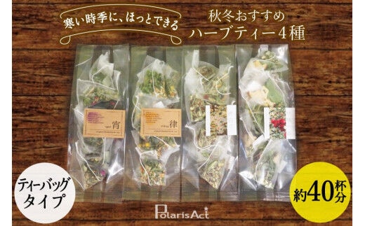 秋冬おすすめ ハーブティー ティーバッグ 40杯分 × 4種 セット 詰め合わせ [ナチュラルマルシェソヨソヨ 長野県 池田町 48110744] 紅茶 お茶 ハーブ 飲み比べ 美味しい