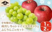 蔵出し冬のシャインマスカット1房とふじりんご2玉のセット 約1.3kg ［小布施屋］  2025年12月中旬頃～2026年2月発送