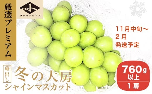 蔵出し冬のシャインマスカット 厳選大房1房 760g以上 ［小布施屋］ 2025年11月中旬～2026年2月発送