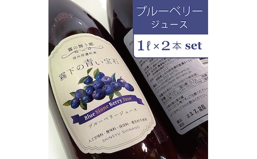【長野県信濃町ふるさと納税】ぶんぶく亭「Stoneブルーベリージュース」１L×２本セット｜ 信濃町産のブルーベリーを贅沢に使った濃厚なジュースです